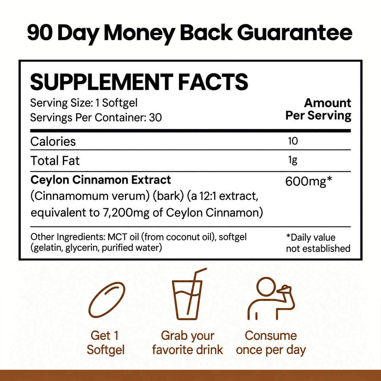 Ceylon Cinnamon 7200mg Equivalent with MCT Oil